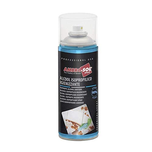 Ambro-Sol P305 Alcool Isopropilico Spray Igienizzante, Pulisce e Rimuove in Profondità Qualsiasi Tipo di Sporco, Aloni e Impronte dalle Superfici, Bomboletta Spray in Banda Stagnata Riciclabile 400ml