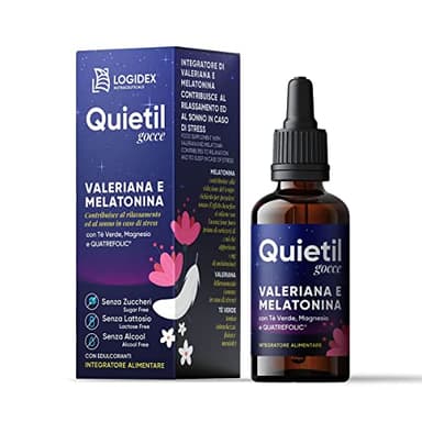 LOGIDEX QUIETIL GOCCE Melatonina e Valeriana Gocce Per Dormire 30 ML Integratori Per Dormire Melatonina Pura Valeriana Pura Magnesio The Verde Acido Folico normalizza Il Sonno Melatonina Per Dormire