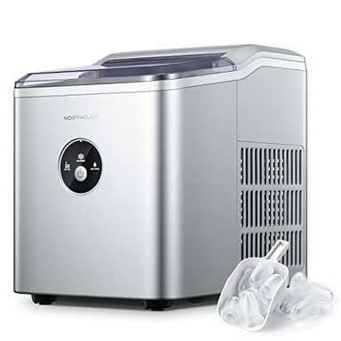NORTHCLAN Macchina Ghiaccio 14KG in 24h, Pronto in 6 Minuti, Macchina del Ghiaccio Casa 2L, Macchina per il Ghiaccio Professionale Silenzioso Compatto Senza Impianto Idraulico (Argento)