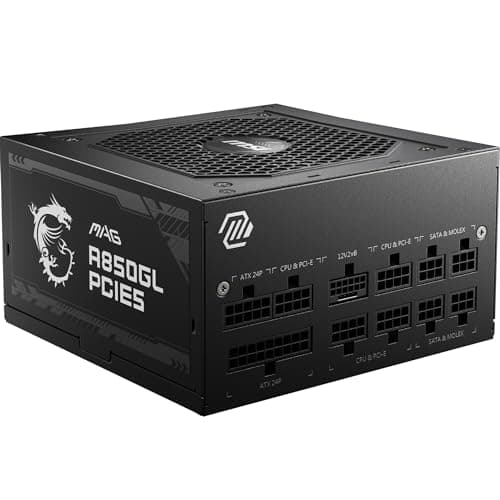 MSI MAG A850GL PCIE5 Alimentatore, 850W 80 Plus Gold, completamente modulare, ATX 3.0, Supporta GPU PCIe 5.0, Ventola FDB 120mm, LLC Full-Bridge, cavi neri piatti - Garanzia 7 anni