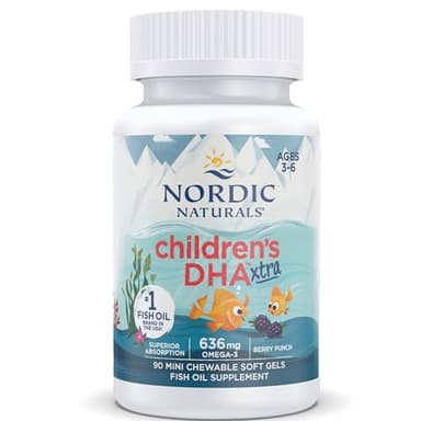 Nordic Naturals, DHA Xtra per Bambini, 636 mg di Omega-3, con EPA e DHA, 90 Capsule molli, Testato in Laboratorio, Vegetariano, Senza Soia, Senza Glutine, Non OGM