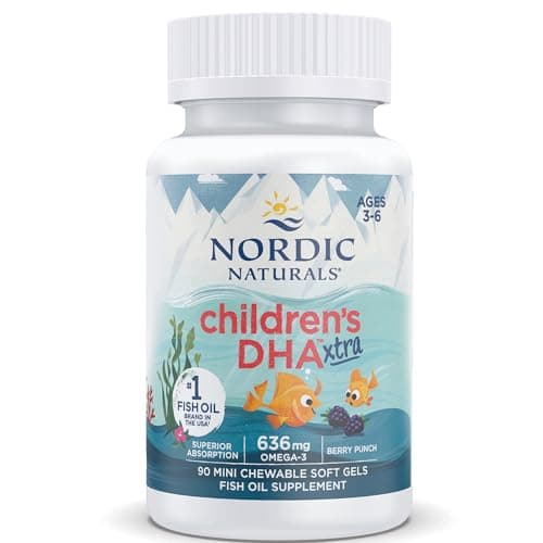 Nordic Naturals, DHA Xtra per Bambini, 636 mg di Omega-3, con EPA e DHA, 90 Capsule molli, Testato in Laboratorio, Vegetariano, Senza Soia, Senza Glutine, Non OGM