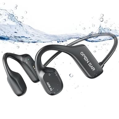 QYGCKJ Cuffie A Conduzione Ossea, Cuffie da Nuoto Bluetooth 5.1, Cuffie Subacquee Impermeabili IP68, Cuffie Sportive Wireless a Orecchio Aperto con Microfono Integrato per Corsa, Ciclismo, Palestra