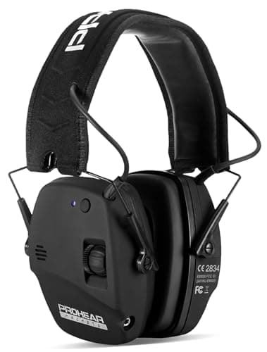 PROHEAR 030BT Cuffie Poligono Elettroniche Tiro Sostituibile Cuscinetti Orecchie, SNR 27dB Riduzione del Rumore Regolabile, Protezione dell'Udito de Caccia Amplificate Suono, Bluetooth-Nero