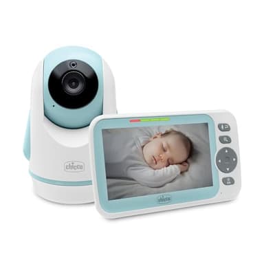 Baby Monitor Video Evolution, Telecamera Rotante Motorizzata per Neonati e Bambini con Schermo a Colori 5", Portata 220 m, Visione Notturna, Termometro, Melodie Suoni Bianchi, Microfono e Altoparlante