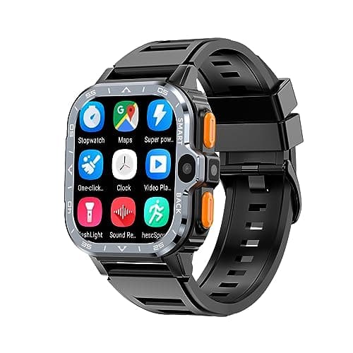 Rainbuvvy Smart Watch 4G LTE SP9832E 4 GB + 64 GB 8.0 MP Dual Camera Android 8.1 Smartwatch USB trasferimento File WiFi GPS Orologio Fitness da Uomo (Nero, 4GB+64GB)
