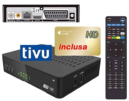 Decoder Satellitare HD compatibile con tessera Tivu satellitare è con tessere Viaccess CON TESSERA SAT INCLUSA Bware 540 545,DVB-S2 HEVC H265 MAIN 10,Telecomando 2 in 1 per il ricevitore e la TV