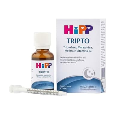 HiPP- HiPP TRIPTO, Integratore Alimentare, per un Sonno Ristoratore, Sonno, Addormentamento, Bambini, Triptofano, Melatonina, Melissa, Vit. B6. Flacone 30 ml, Senza Glutine