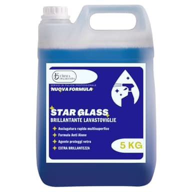 Detergente BRILLANTANTE Lavastoviglie professionale STAR BRILL concentrato liquido, brillantante anti alone cristalli e stoviglie per bar e ristoranti | Tanica detergerne 5 KG contentrato - 1pz