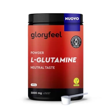 L-Glutammina in Polvere 600g, 5000 mg ad Alto Dosaggio, Scorta di 4 Mesi, Aminoacido Glutammina ad Alto Assorbimento, Gusto Neutro, 100% Vegan, Senza Additivi