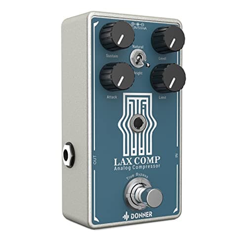 Pedale Donner per Chitarra, Pedale Compressore Lax Comp per Chitarra e Basso Elettrico, Classico Compressore in Stile Peak Limiter con Effetto Boost EQ a 2 Bande True Bypass