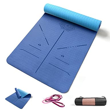 FP-TECH Tappetino da Yoga Imbottito Antiscivolo Fitness Pilates Ginnastica in TPE Mat con Sacca 183 X 68 X 0.8 CM (Blu Elettrico-Azzurro)