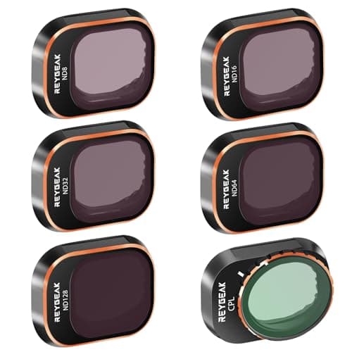 REYGEAK Set di filtri ND e CPL per DJI Mini 4 Pro, confezione da 6 filtri polarizzatori CPL ND8 ND16 ND32 ND64 ND128 e filtri a densità neutra accessori per lenti per droni, vetro ottico HD