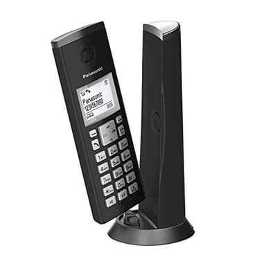 Panasonic KX-TGK210JTB Telefono Cordless Digitale Singolo, Schermo LCD 1.5" con Retroilluminazione Bianca, Suoneria Polifonica, Blocco Chiamate Indesiderate, Modalità Eco e Eco Plus, Nero