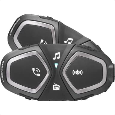INTERPHONE CONNECT HD - Doppio - Interfono Casco Moto Auricolari Stereo Alta Fedeltà 40mm, Uso Pilota - Pilota, Distanza 300 Mt, Autonomia 12 Ore, Radio, GPS, TFT, Impermeabile IPX67