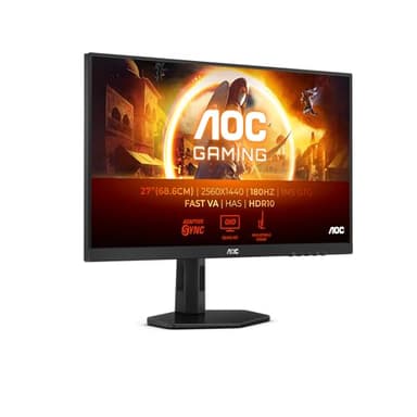 AOC Gaming Q27G4XND - Monitor QHD da 27 pollici, 180 Hz, 1 ms GTG, Fast VA, FreeSync Prem, supporto regolabile in altezza, HDR10 (2560x1420, HDMI 2.0, DisplyPort 1.4)