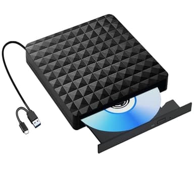 RUOVXWU Lettore Masterizzatore Unità Esterna USB 3.0&Type C Lettore CD/DVD -/+RW per PC Portatile,Laptop,Desktop per Windows 11/10/8.1/7/XP/Vista/Linux/MacOS