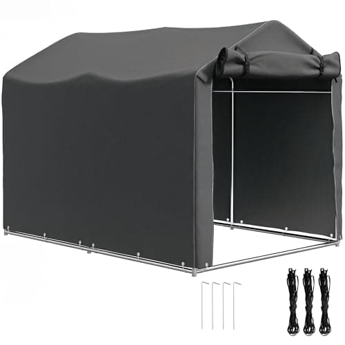 Outsunny Tenda Garage 2.2x1.6 m con Ingresso Avvolgibile, Corde e Picchetti, Garage Moto per Esterno in Metallo Zincato e PE, per Moto, Attrezzi da Giardino, Grigio Scuro