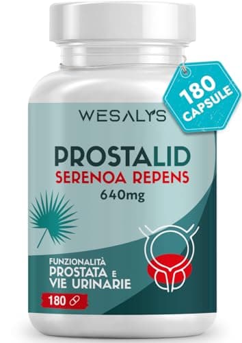 PROSTALID - SERENOA REPENS 640MG | 180 CAPSULE (Fino a 3 Mesi di Fornitura) | Saw Palmetto, Integratore Prostata | con Licopene, Pygeum Africanum, Zucca e Ortica. Integratori Prostata Uomo