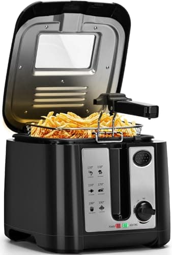 Aigostar Olivia - Friggitrice ad olio da 2,5 l, 1650 W, friggitrice con finestra trasparente visiva, controllo della temperatura e indicatore luminoso.BPA FREE