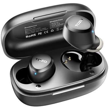 TOZO A1 Mini Cuffie Bluetooth 5.3 con ORIGX Acustica 30 Ore Riproduzione EQ Regolazione Ultraleggero USB Tipo C IPX5 Nero
