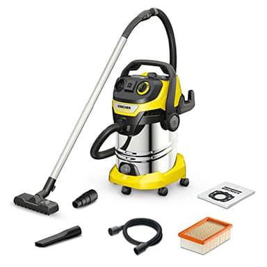 Kärcher WD 6 P S V-30/6/8/22/T - Bidone Aspiratutto Solidi Liquidi, Aspirapolvere potente da 260AW, 1300W, con Sacco, Funzione Scuoti-filtro, Giallo/Nero
