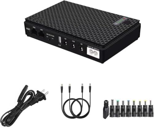 Mini UPS Batteria di Backup per Router, con10400mAh con POE, Uscita USB 5V/2A DC 5V/9V/12V 2A per Modem, Telecamere di Sicurezza, Smartphone