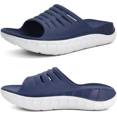 KuaiLu Sandali di Recupero Uomo con Comode Ortopediche Fascite Plantare Supporto Arco Ciabatte Aperte Leggero Sportivi Ciabatta Estive Mare Spiaggia Piscina Doccia Sandalo Blu Bianco 44
