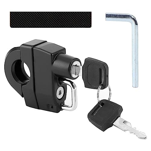Lucchetto Casco Moto, Antifurto Casco Moto, Helmet Lock, Lucchetto per Casco Moto, Lucchetto Universale per Casco con Chiavi, Per Tubi del Manubrio da 22-28 mm, Moto, Scooter, Protegge il Casco
