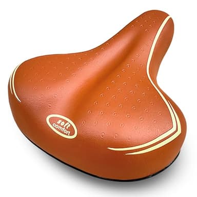 Sella marrone per Bici city bike confort - Molto comoda per uomo e donna - Taglia unica completa di morsetto - Grande seduta Brown