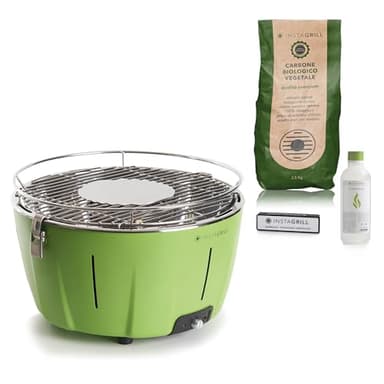 Classe Italy | Barbecue a Carbonella senza fumo, da Tavolo, da Balcone, Portatile. Include Batteria Ricaricabile, Carbone e Gel per accensione, in soli 5 minuti. Grill da Campeggio.