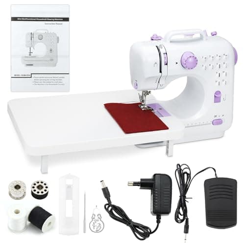 Macchina da Cucire Elettrica Portatile per Principianti Regalo Strumento fai da te, 12 modelli di Cucitura Automatica Velocità Regolabile, 2 Metodi di Ricarica con Pedale Scaffale e Accessori di Base