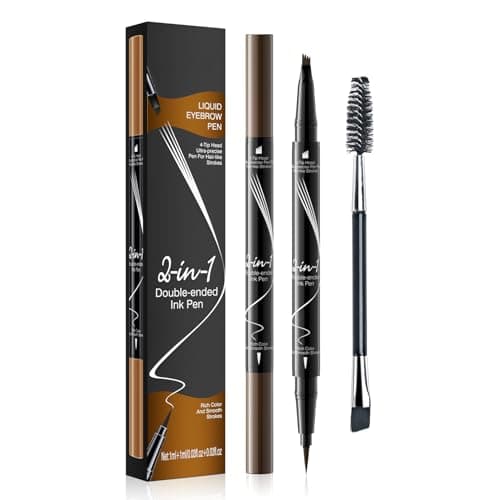 Matita per sopracciglia impermeabile, matita per sopracciglia microblading 2 in 1 a doppia estremità, lunga durata, anti-sbavature Penna per sopracciglia liquida ad asciugatura rapida (Marrone scuro)