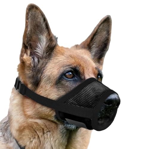 FDEETY Museruola Cane Museruola a Rete Morbida Anti Morso Museruola Cani Prevenire Morsi Con Anello Regolabile Cani di Taglia Piccola Media Grande Museruola per Cani(Ferroso,L)