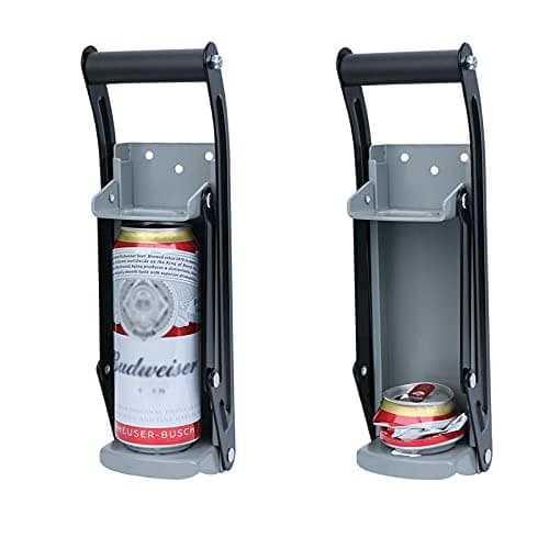 EDATOFLY Schiaccialattine in Metallo, 2 In 1 Frantoio per Lattine con Apribottiglie Montato su Parete Compattatore di Lattine Eco-Friendly Strumento di Riciclaggio per Lattine