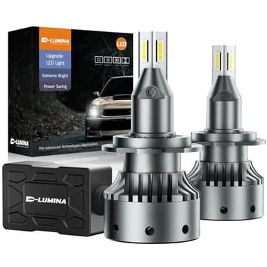 D-Lumina Lampadine H7 LED Lenticolari Canbus,120W 20000LM 6500K Bianco,Versione Specifica per Proiettore,Kit di Conversione Faro LED Estremamente Luminoso,Plug and Play,Interferenza Anti-Radio,2 pezzi