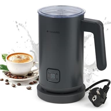 Navaris Montalatte Elettrico 4 in 1 - Macchina Cappuccino Cremoso - Cappuccinatore - Schiuma Latte Capacità 150ml o Scalda Latte 300ml - Monta Latte per Cappuccini - Acciaio Inox