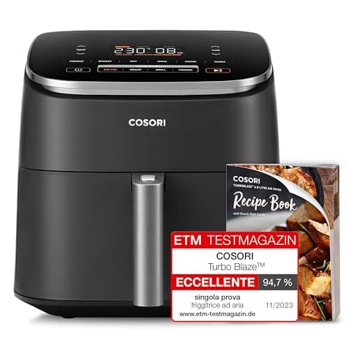 COSORI Friggitrice ad Aria Turbo Blaze 6L (1,36Kg), Air Fryer con DC Motore Tecnologia, 9 Funzioni & 5 Velocità della Ventola Automatica, 110 Ricette & 96 Tabelle di Cottura degli Ingredienti, 1725W
