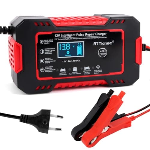 Carica Batteria per Auto 6A 12V, Caricabatterie Auto con Intelligente Schermo, Mantenitore Batteria Moto con Compensazione Della Temperatura, Carica Batteria Auto per Camion, Moto, Tosaerba, Barca