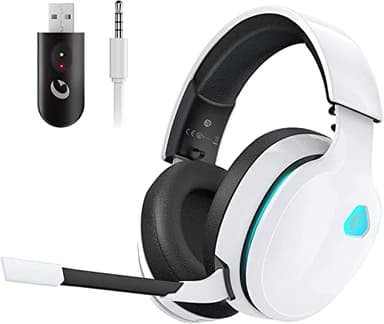 Cuffie Gaming, 2,4 GHz Cuffie Gaming Wireless per PC, PS4, PS5, Mac, Switch, Wireless Cuffie Bluetooth 5.2, Cuffie PS5 con Microfono Staccabile, Jack Audio 3.5 mm per Cuffie Gaming Cablate