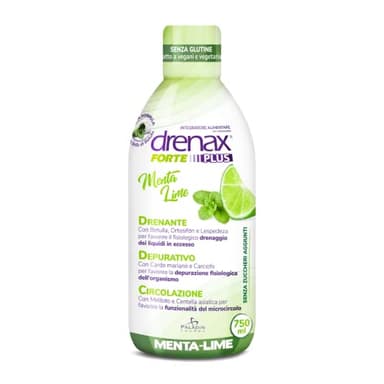 Drenax Forte Plus Menta e Lime Integratore Drenante, Depurativo e per la circolazione confezione 750ml, Gusto Menta Lime