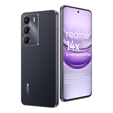 realme 14x 5G Smartphone 8+256GB,Chipset Dimensity 6300 5G,fotocamera autofocus 50MP,Schermo IP64 120Hz,6,67 pollici,Batteria 5000mAh,NFC,Supporto per scheda micro-SD,Nero