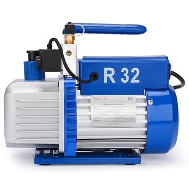stonylab Pompa a Vuoto, Pompa a Olio a Vuoto a Palette Rotante a Due Stadi con Funzione Antideflagrante R32, Vuoto Finale di 10-15 Pa, Portata di Flusso di 2,5 CFM