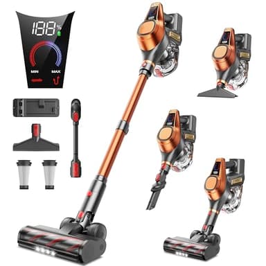 Aspirapolvere Senza Fili 45KPA/550W/60Mins Aspirapolvere Verticale Potente Aspira Briciole Antigroviglio con Grande Capacità Scopa Elettrica Senza Fili per Pavimenti/Tappeti/Peli di Animali Domestici
