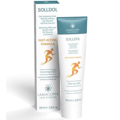 Lamacoppa Solldol | Pomata Antinfiammatoria | Arnica Gel Forte con CBD | Dolori Muscolari e Articolari | (1000mg Cannabidiolo) –100ml