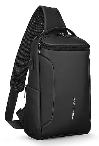 MARK RYDEN Zaino Monospalla,Borsa a tracolla grande impermeabile con zainetto casual leggero USB per ipad da 12,9 pollici per uomo, donna