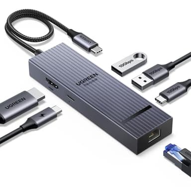 UGREEN Revodok Pro 1061 10Gbps Hub USB C Ethernet Gigabit HDMI 4K 60Hz PD 100W Adattatore Type C 3.2 Docking Station Compatibile con MacBook Air, iPad, iPhone 16 Plus Max, Surface, Galaxy Tab S9