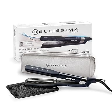 Bellissima Imetec Steam Elixir, Piastra a Vapore, Capelli lisci in Una Sola Passata Senza Danni, Rivestimento in Ceramica e Olio Argan, Rapido Riscaldamento, 4 Temperature, Tappetino Termoresistente