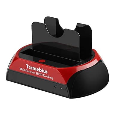 Tccmebius USB 2.0 Docking Station per Disco Rigido, TCC-S867-DE USB 2.0 a 2,5 3,5 Pollici IDE SATA Doppie Slot Enclosure HDD Esterno, per 2.5" 3.5" IDE SATA I/II/III HDD SSD