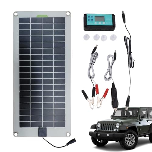 JINGAN Kit Pannello Solare, mantenitore caricabatteria - Mantenitore caricabatteria per Auto con Pannello Solare Impermeabile da 30 W 12 V | Kit di Ricarica di Mantenimento del Pannello Solare Plug